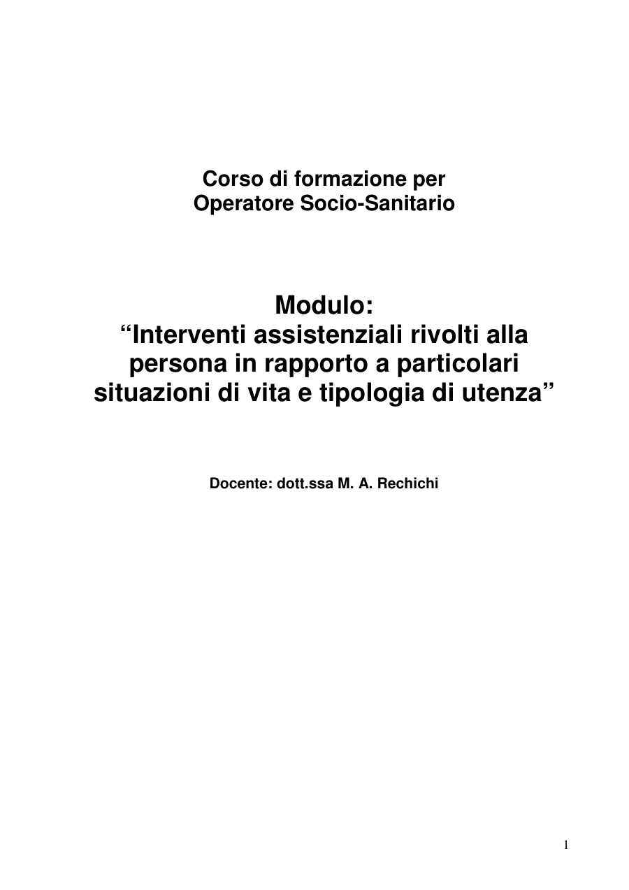 Corso di formazione per Operatore Socio-Sanitario