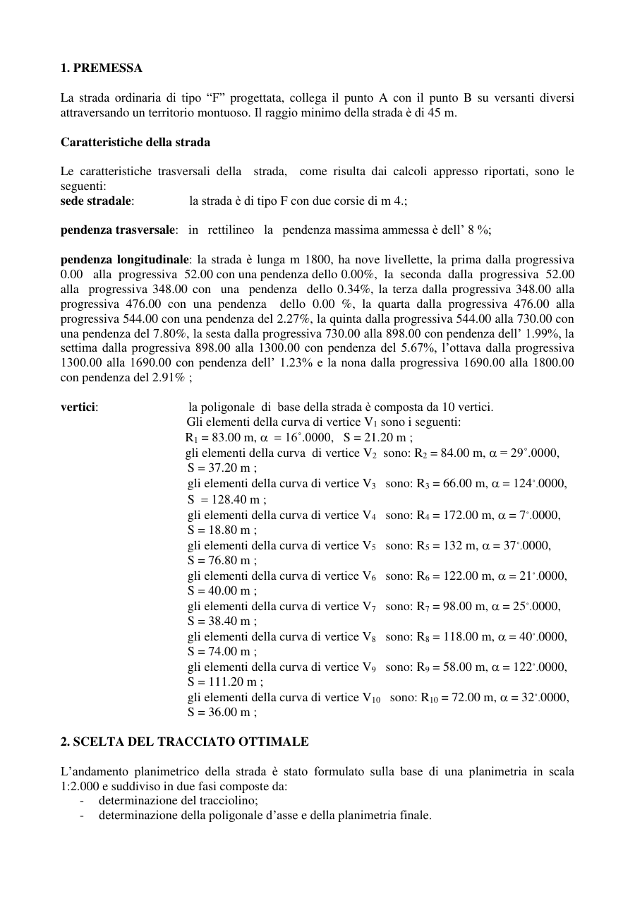 Progettazione Stradale: Tracciato e Caratteristiche