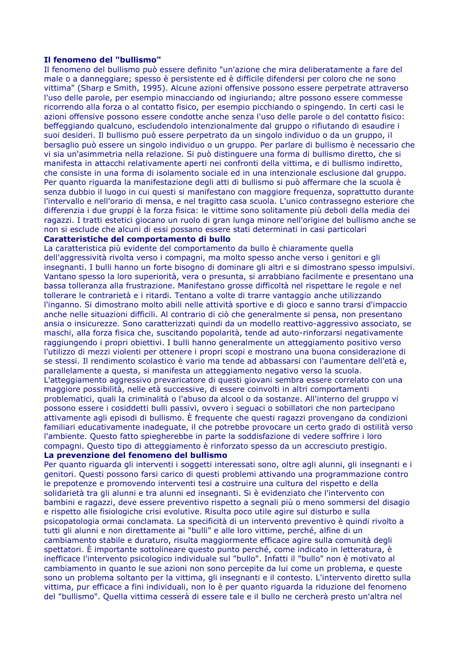 Il fenomeno del bullismo: definizione e prevenzione