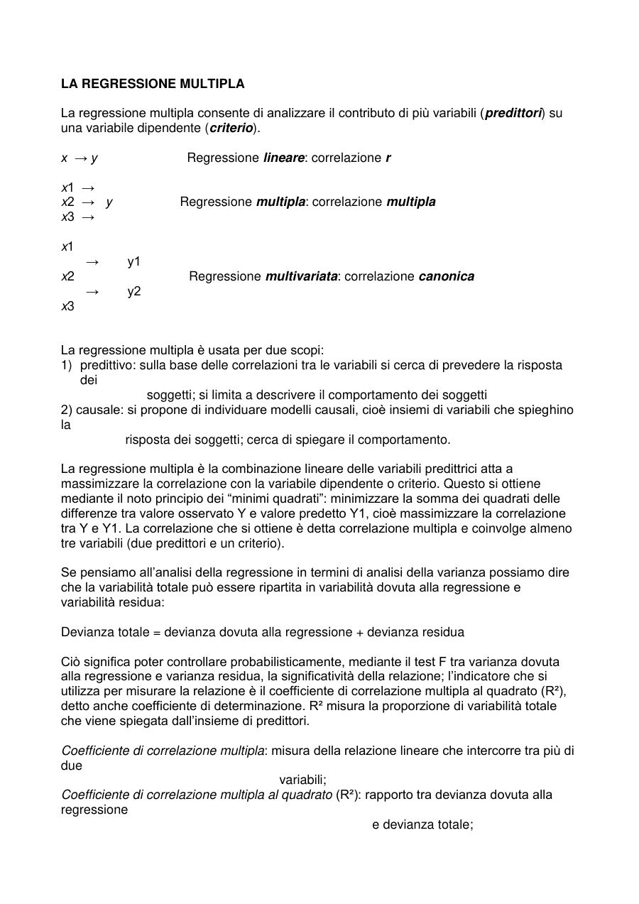 Introduzione alla regressione multipla e alle sue applicazioni