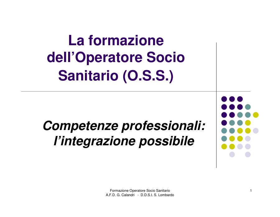 Formazione dell'Operatore Socio Sanitario