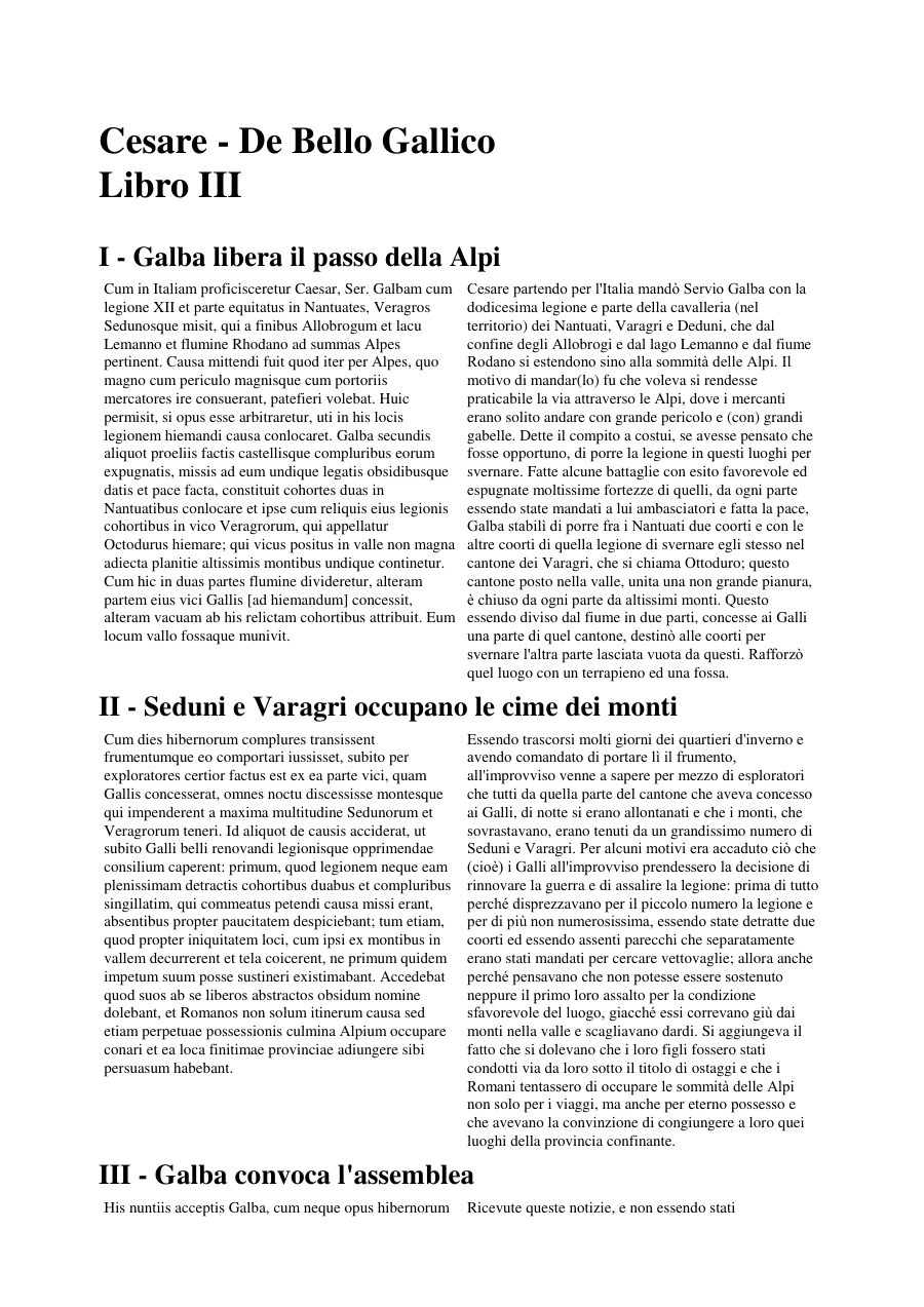 Copertina De Bello Gallico - Libro III