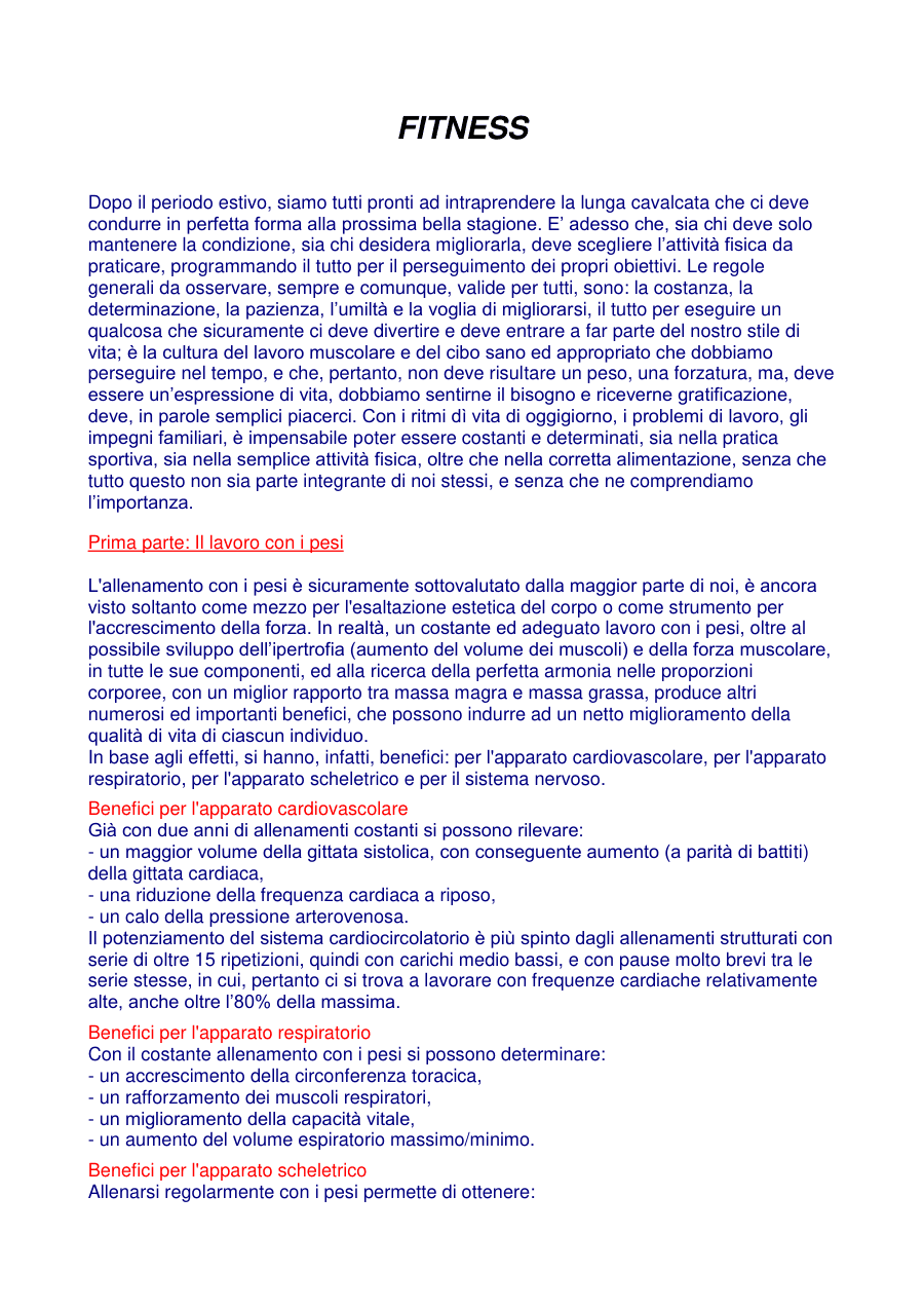 Benefici dell'allenamento con i pesi