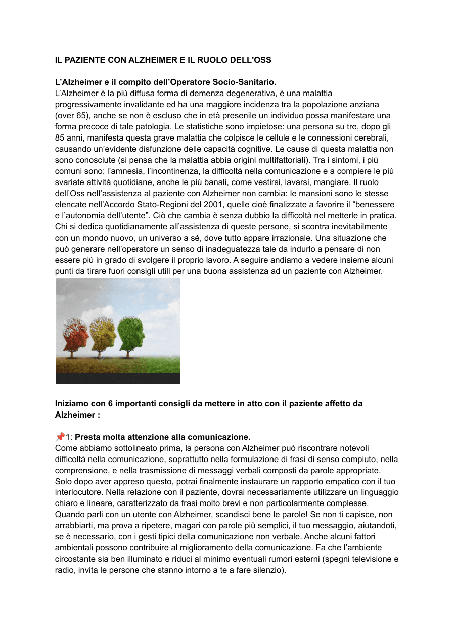 Assistenza al paziente con Alzheimer: Ruolo dell'Oss