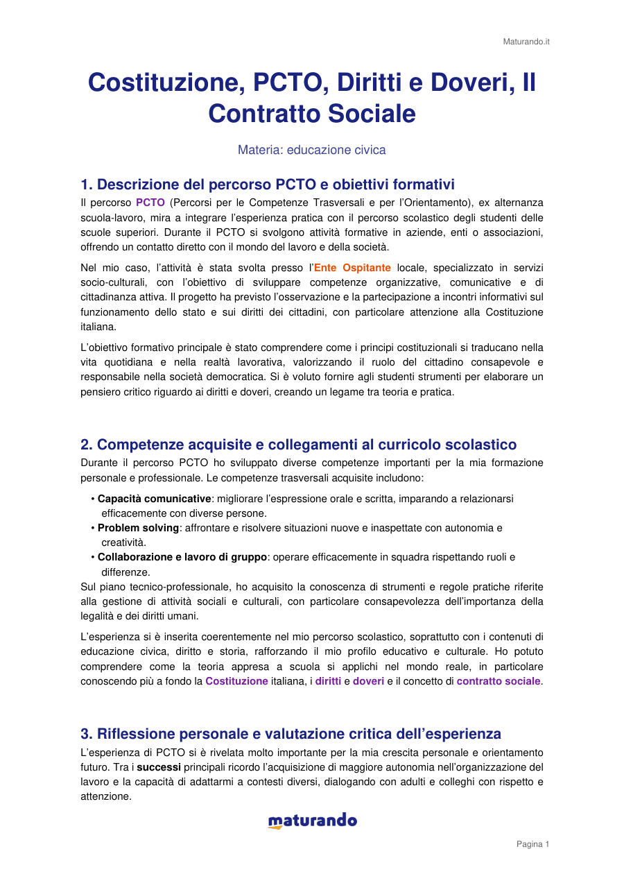 Costituzione, PCTO, Diritti e Doveri, Il Contratto Sociale