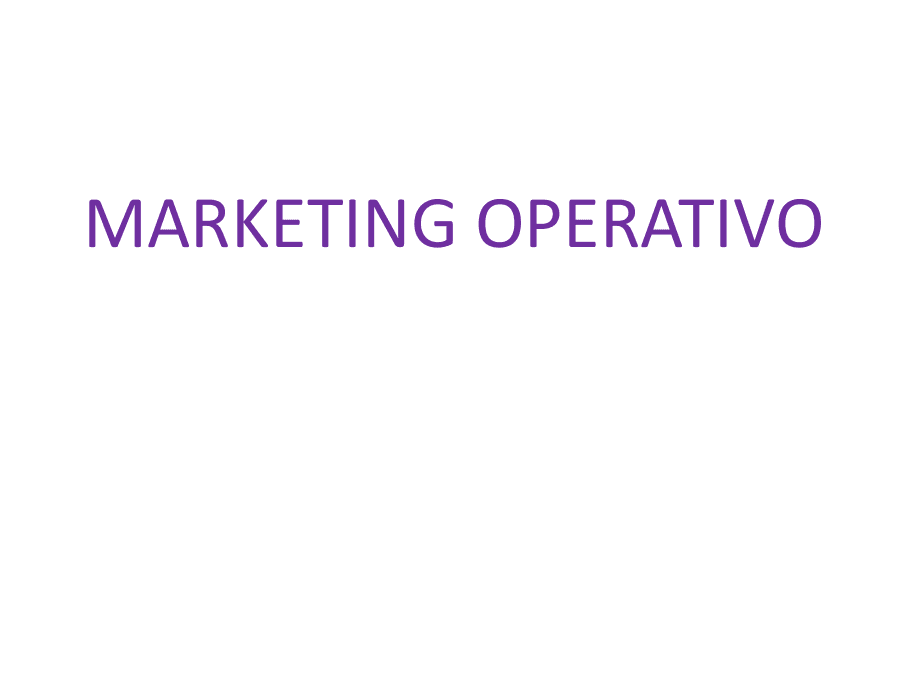 Introduzione al Marketing Operativo