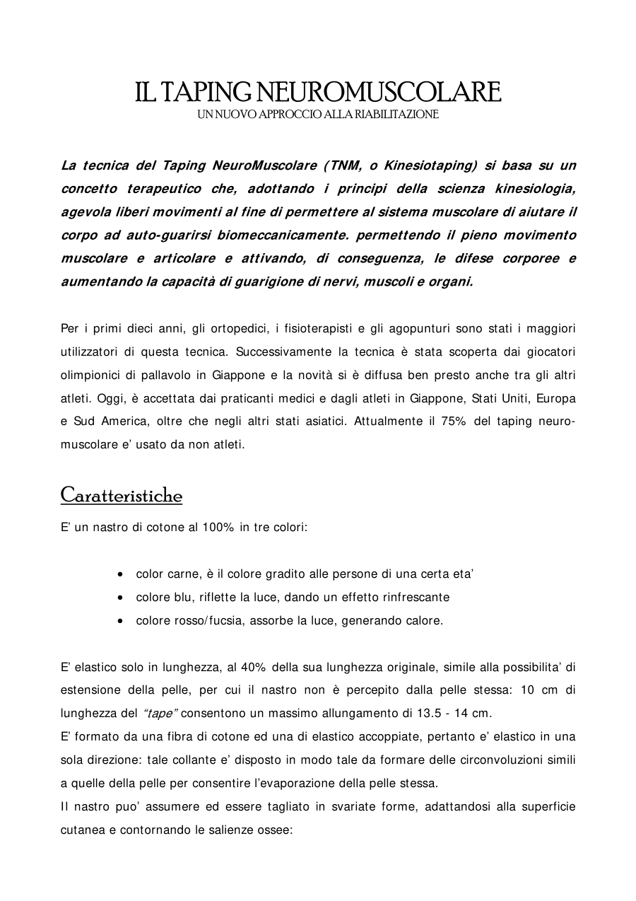 Introduzione al Taping Neuromuscolare nella Riabilitazione
