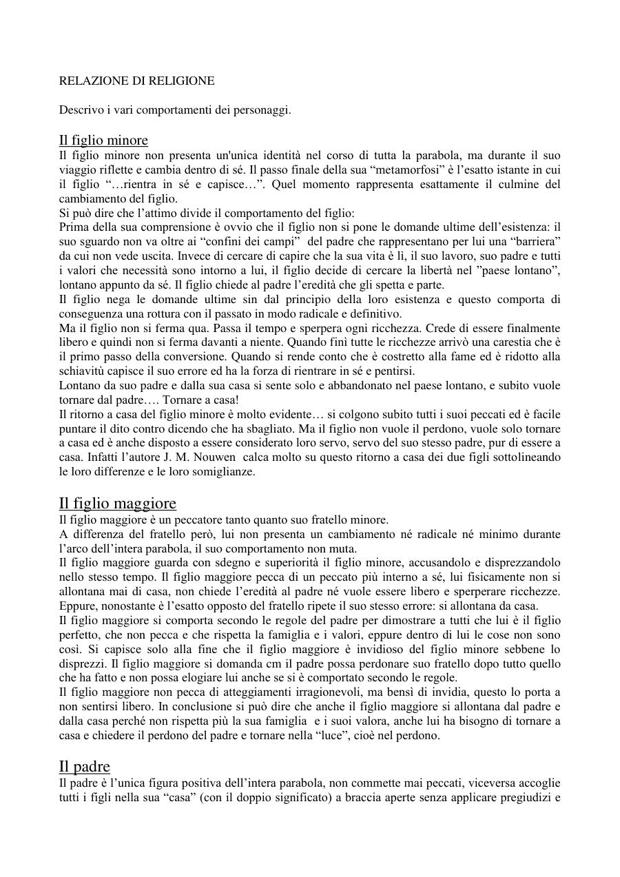 Analisi della parabola del figliol prodigo