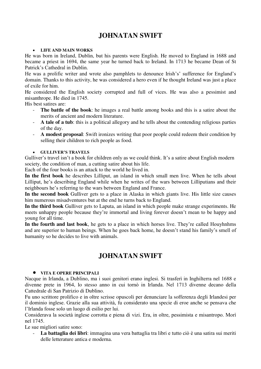 Copertina Jonathan Swift: Life and Main Works