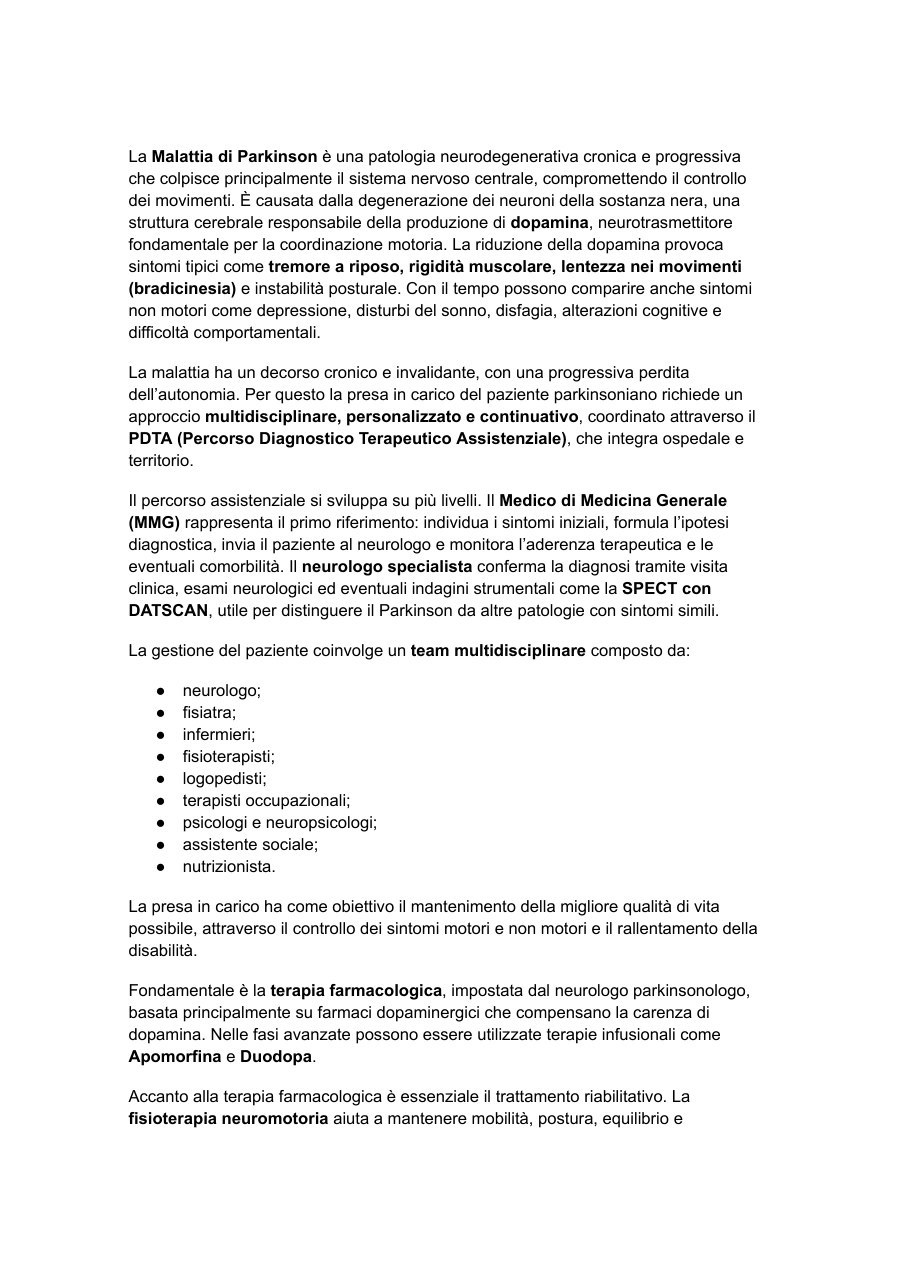 Parkinson: sintomi e assistenza