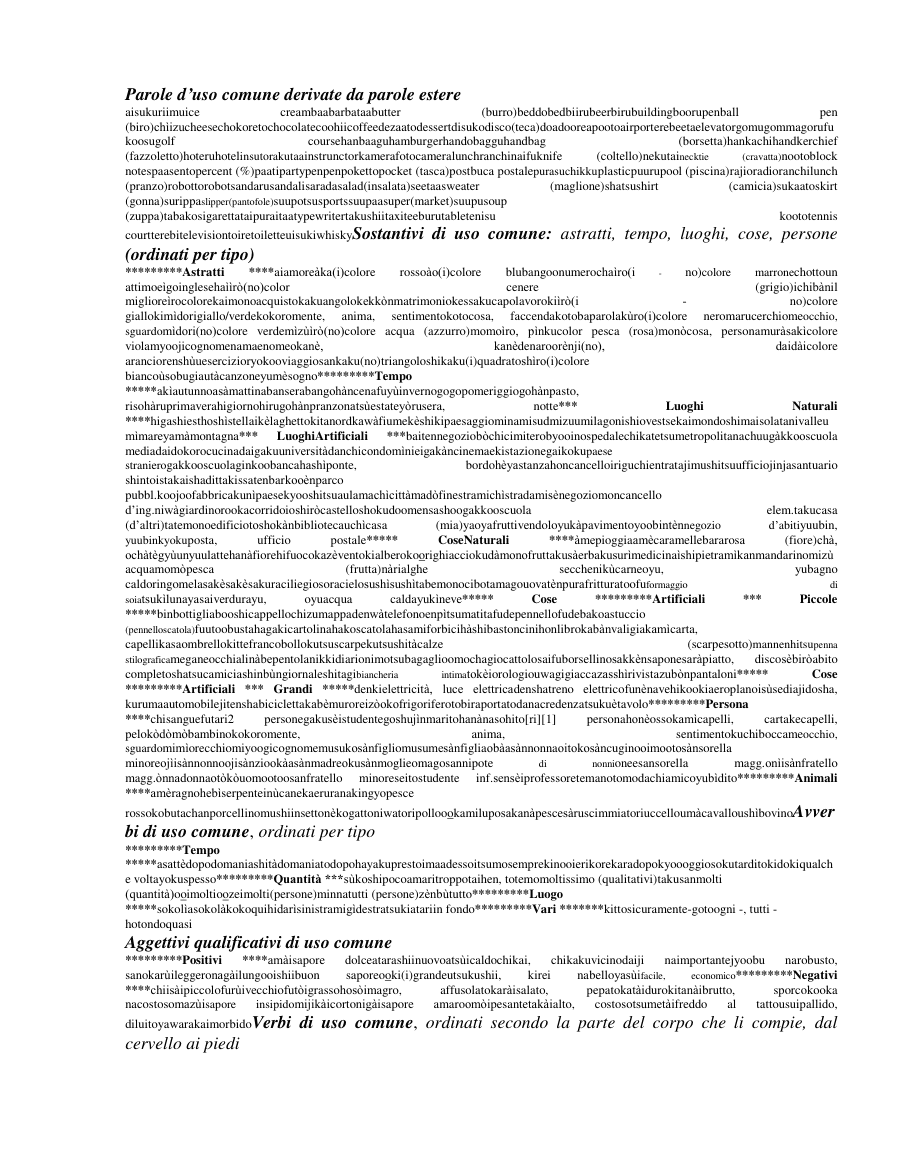 Parole comuni e sostantivi in giapponese