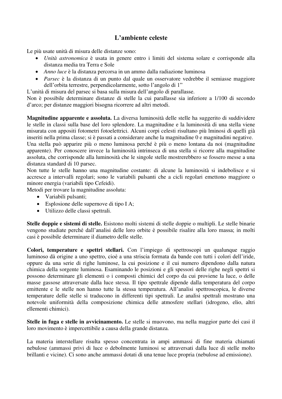Unità di misura e evoluzione delle stelle