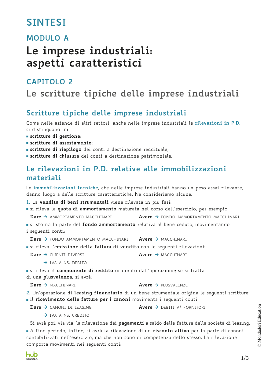 Scritture tipiche delle imprese industriali