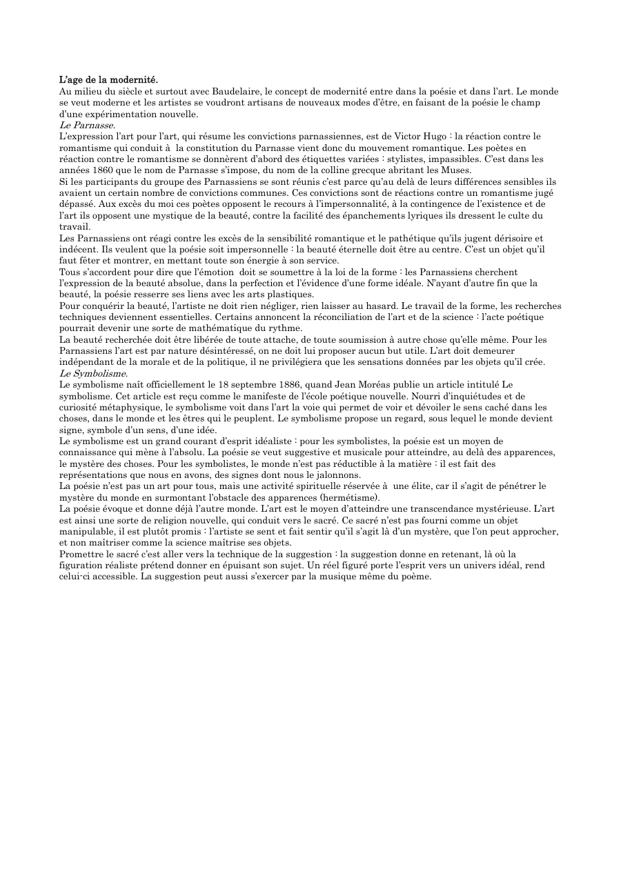 Copertina L'âge de la modernité et le Parnasse