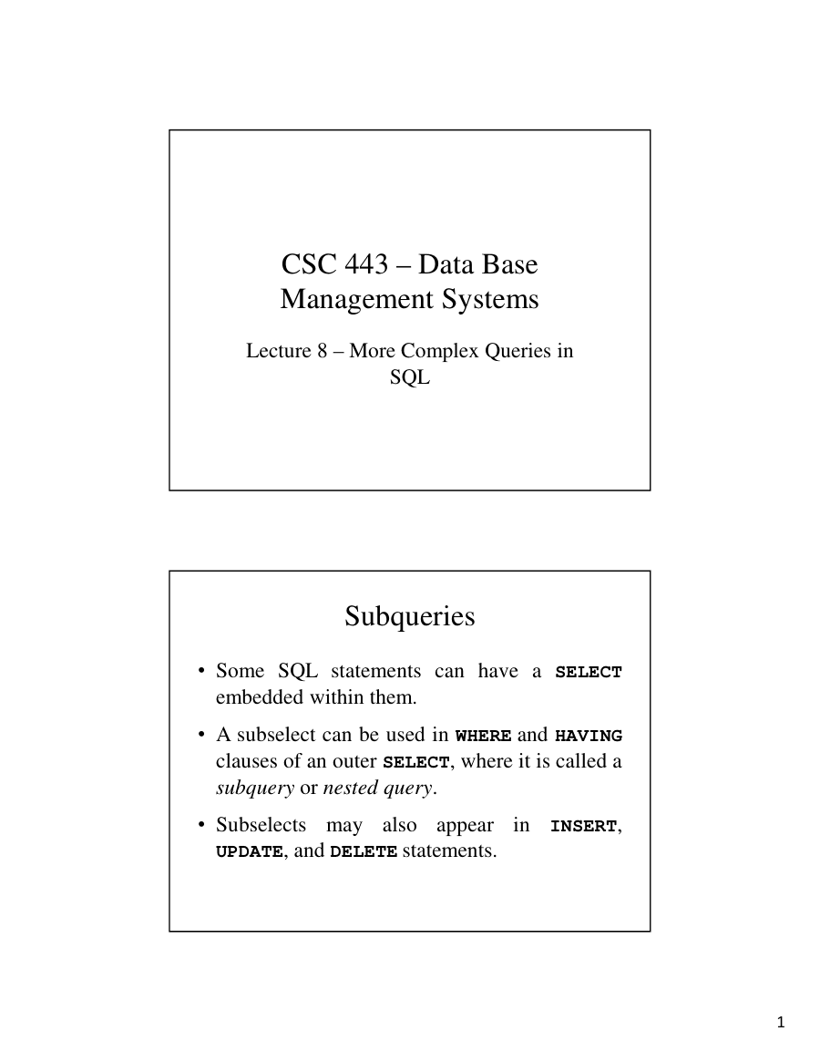 Copertina More Complex Queries in SQL