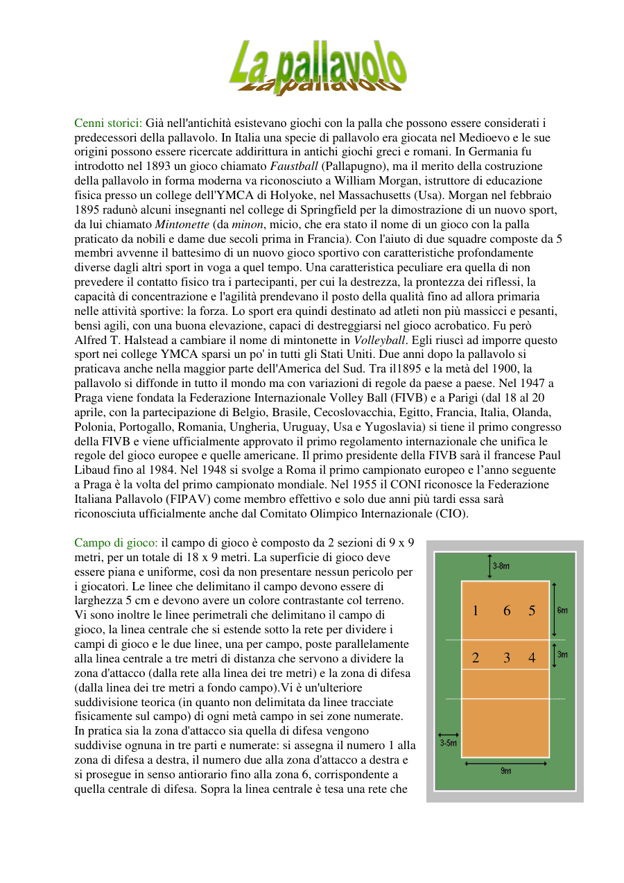 Storia e Regole della Pallavolo