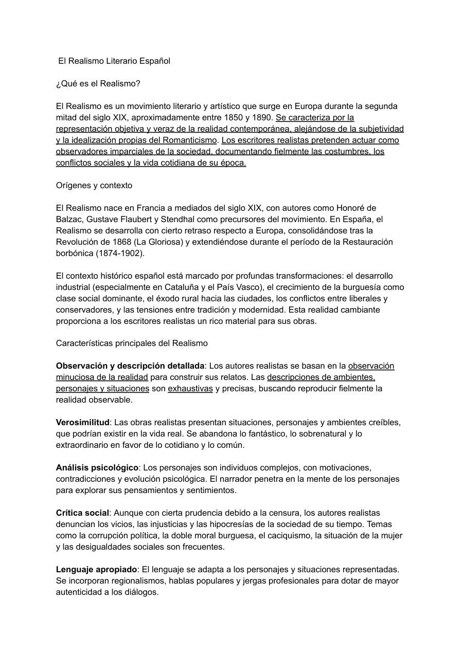 Copertina Il Realismo Letterario Spagnolo