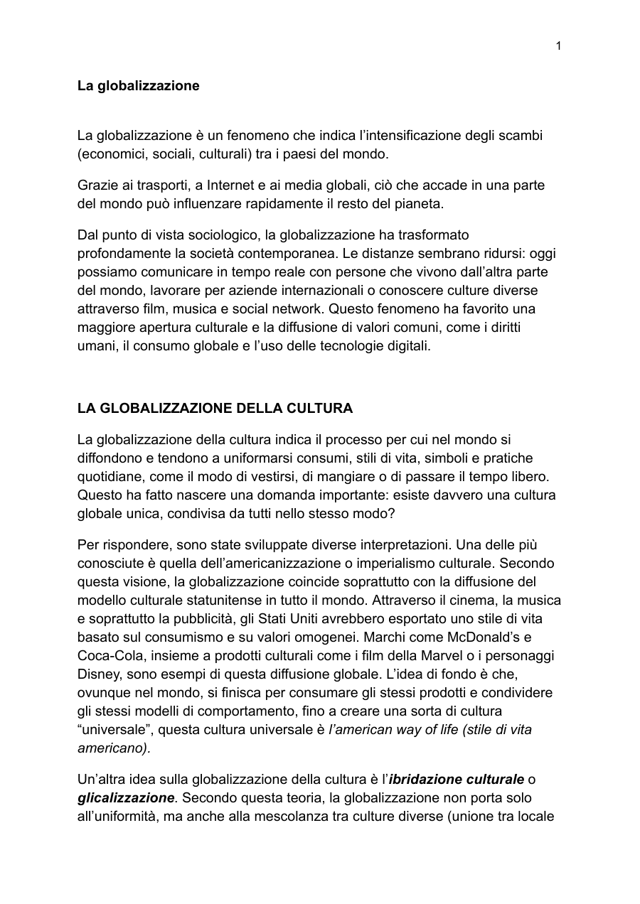 La globalizzazione