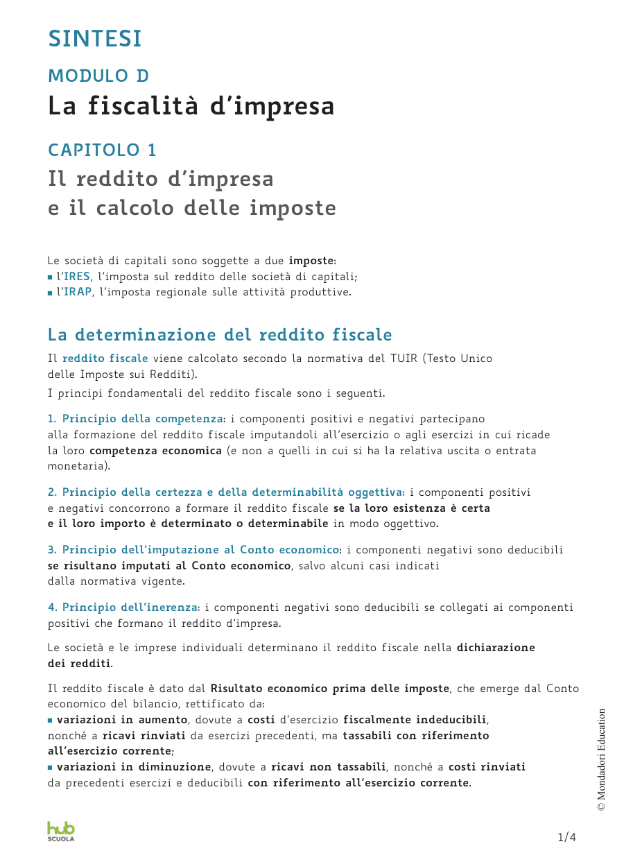 La fiscalità d'impresa: reddito e imposte