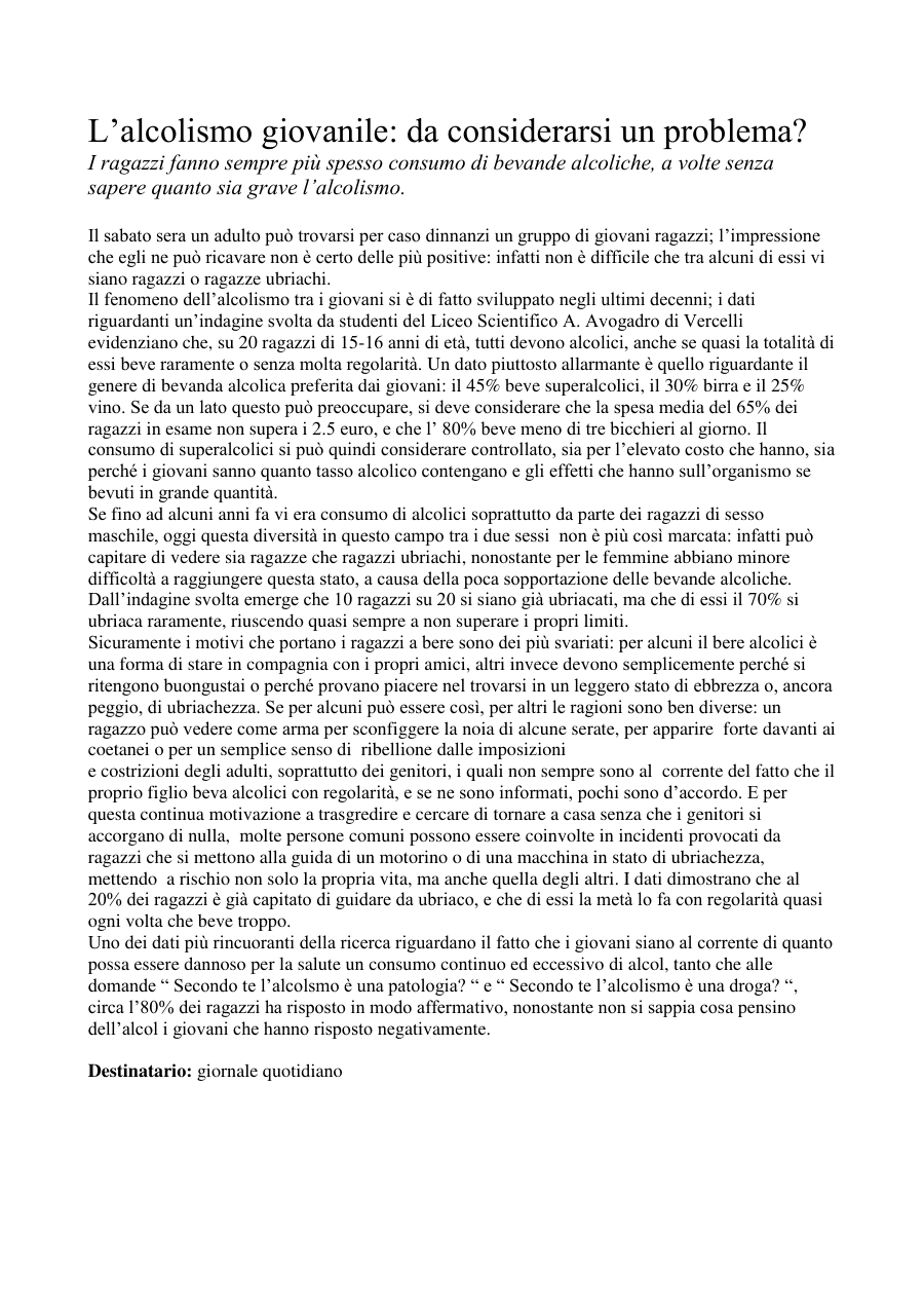 Alcolismo giovanile: un problema crescente