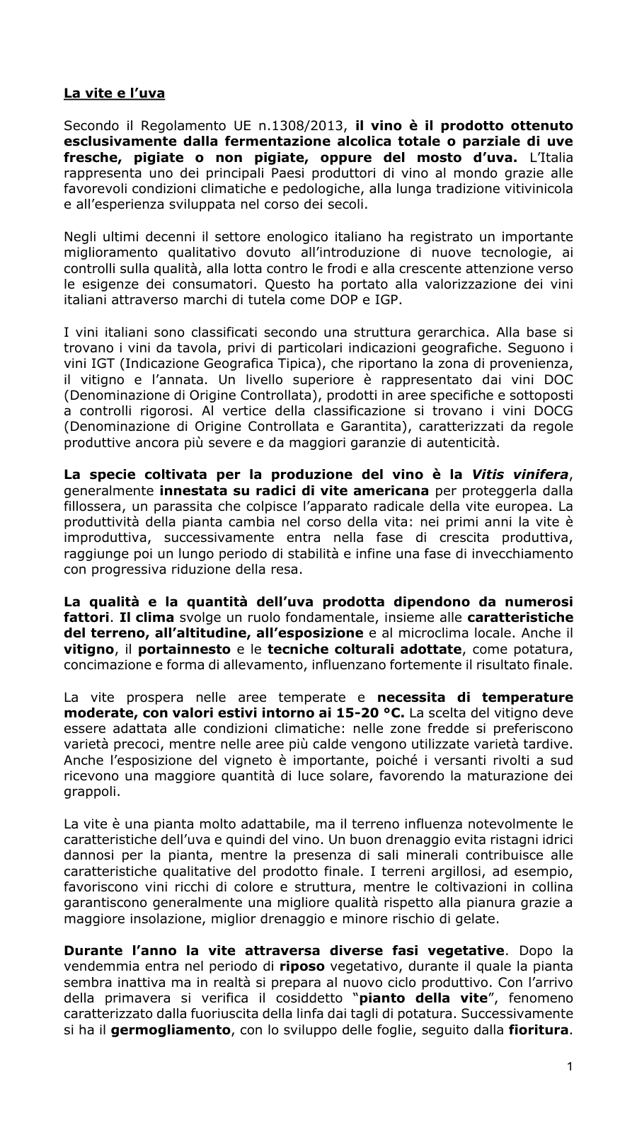 Produzione del vino e viticoltura