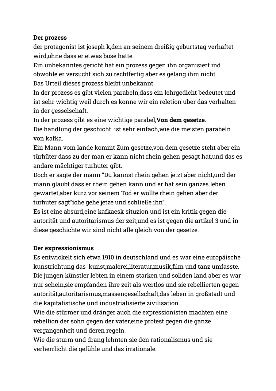 Der Prozess und der Expressionismus