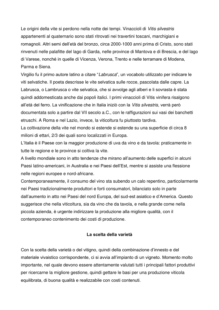 Origini e gestione della viticoltura