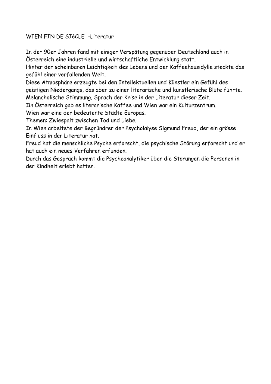 Wien Fin de Siècle - Literatur