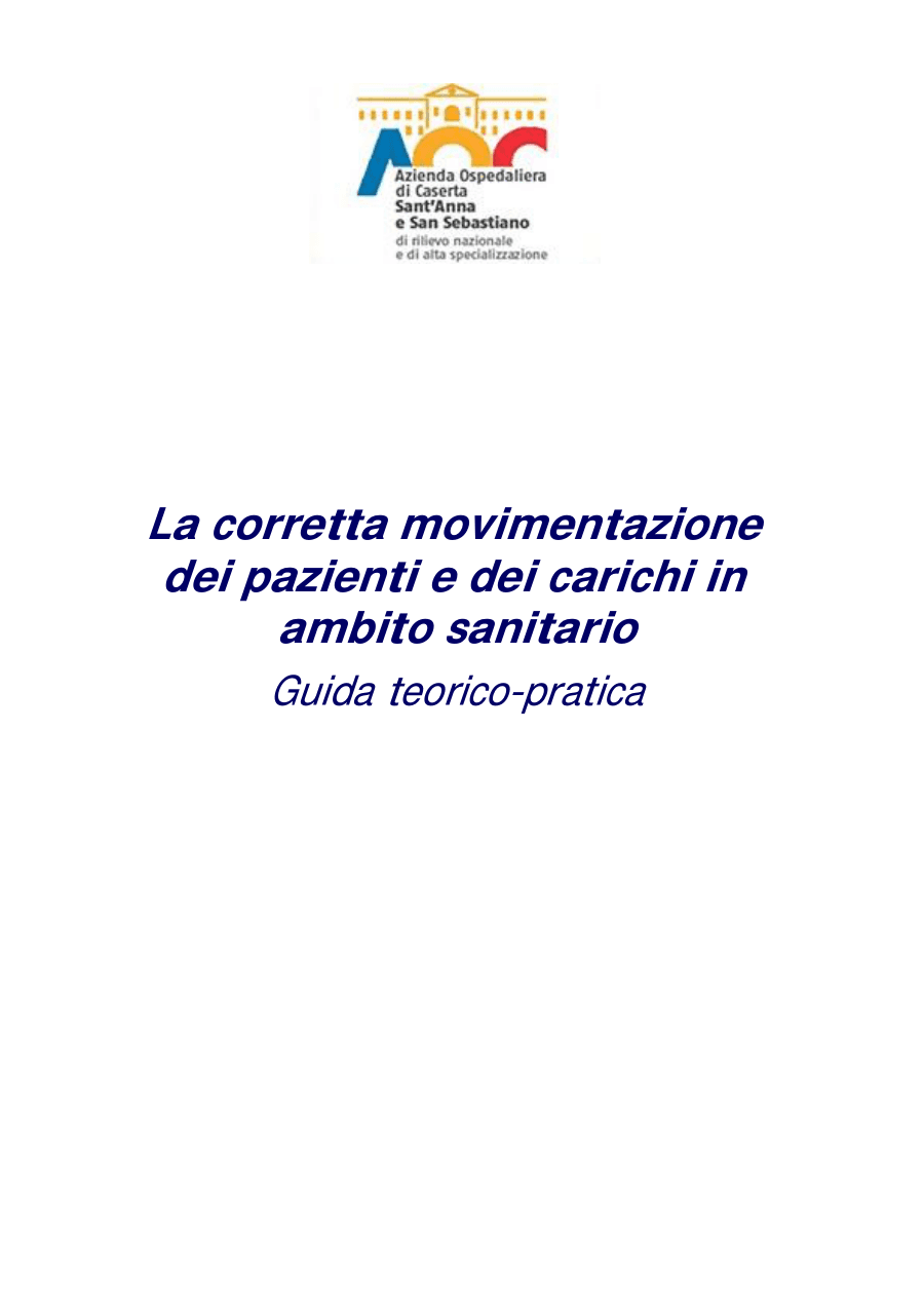 Movimentazione corretta di pazienti e carichi in ambito sanitario