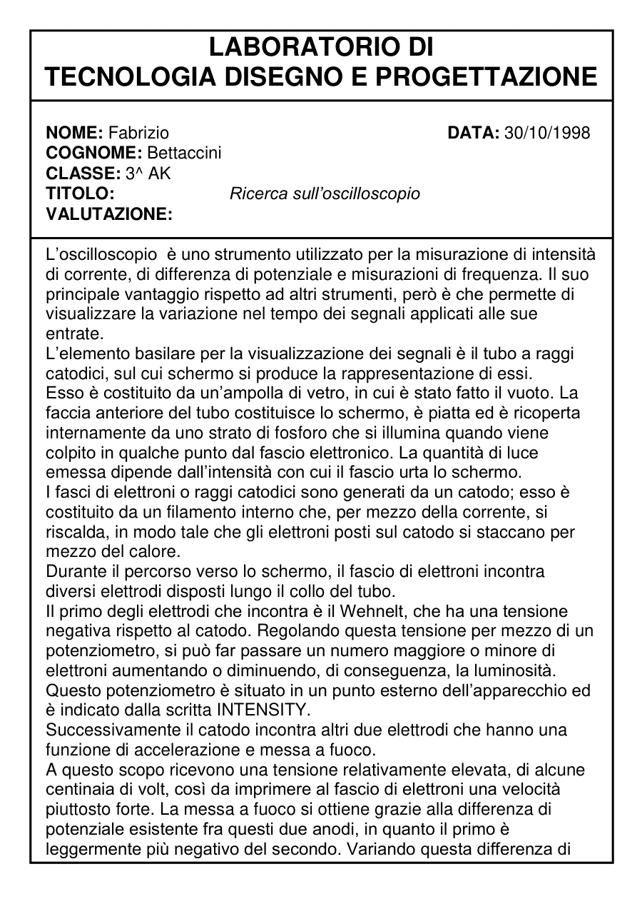 Ricerca sull'oscilloscopio