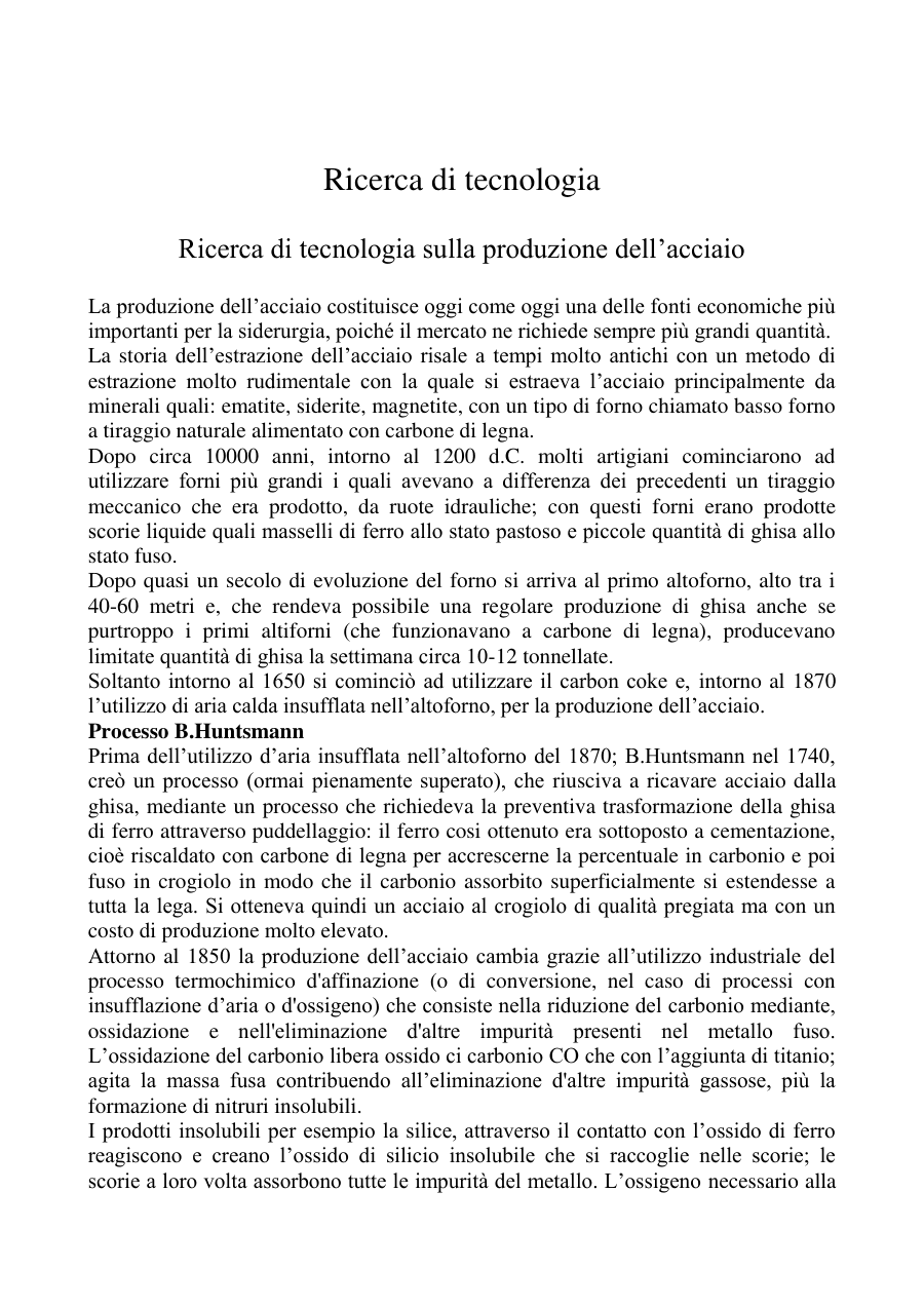 Produzione dell'acciaio: Storia e Processi Tecnologici