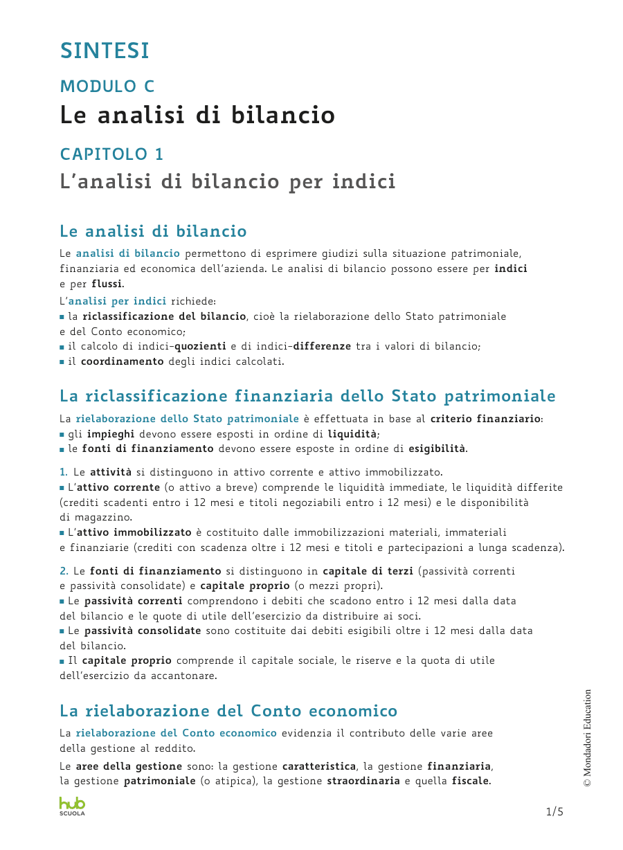 L'analisi di bilancio per indici