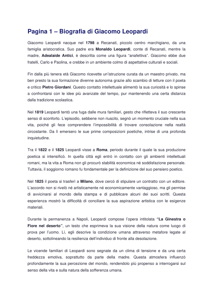 Giacomo Leopardi – Vita, Poetica e Pessimismo