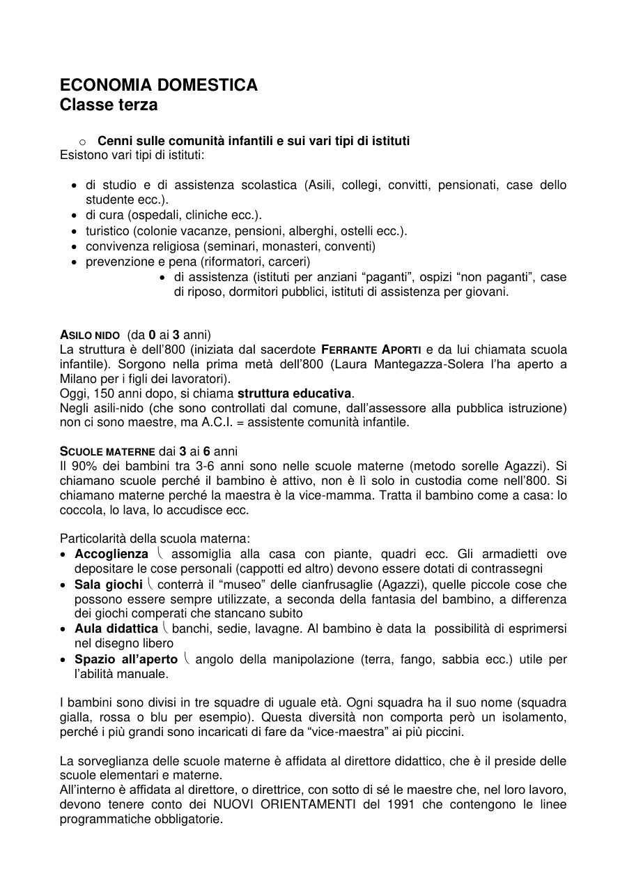 Tipologie di istituti e scuole per l'infanzia