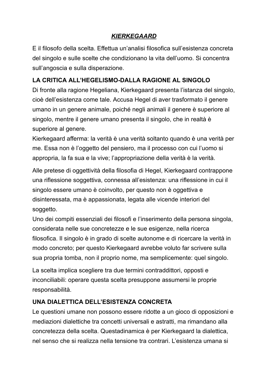 Kierkegaard: la filosofia della scelta