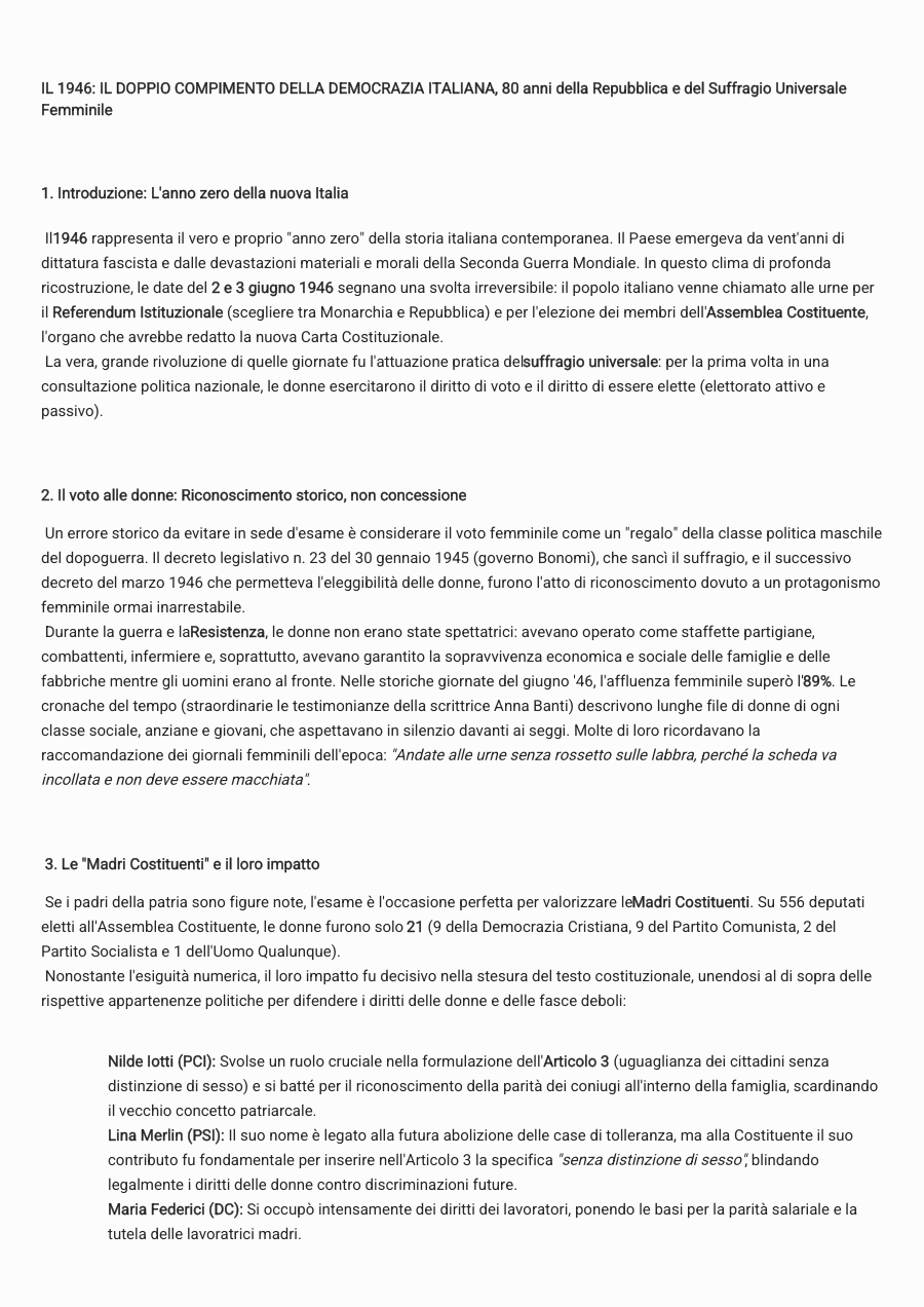 1946: Repubblica e voto alle donne