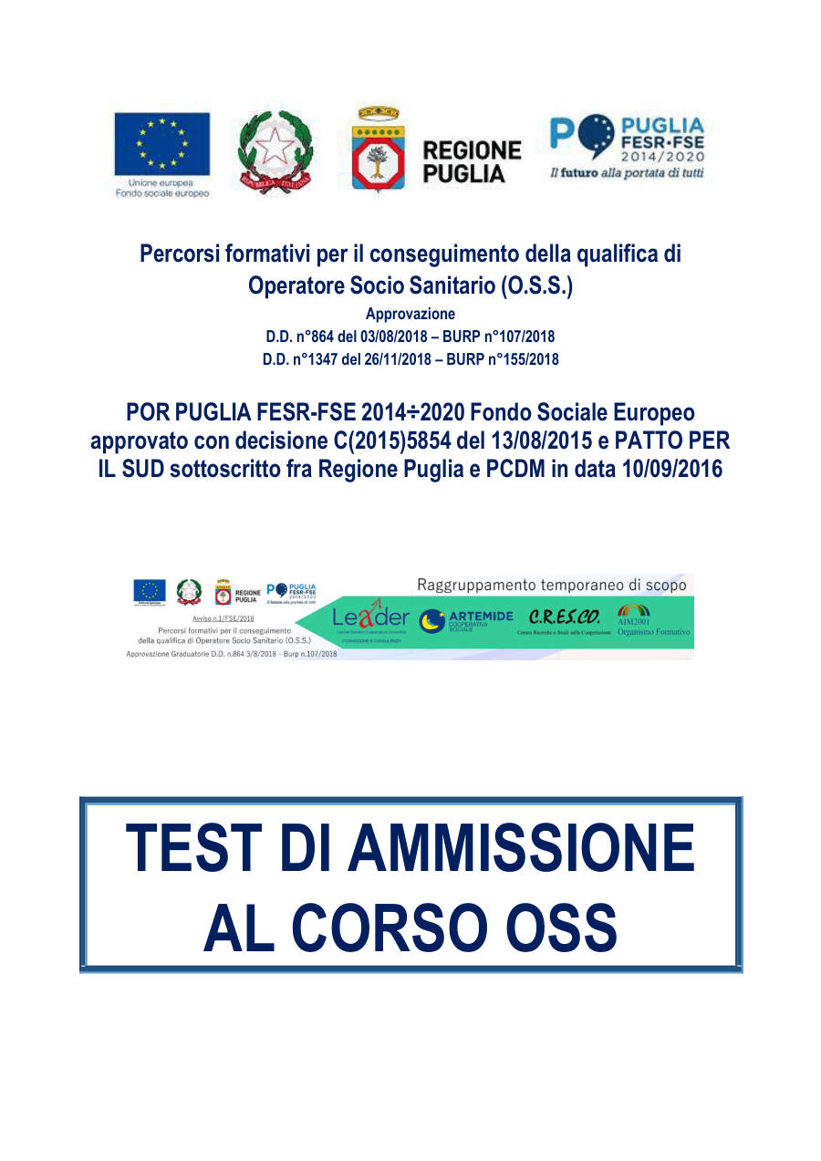 Test di Ammissione Operatore Socio Sanitario