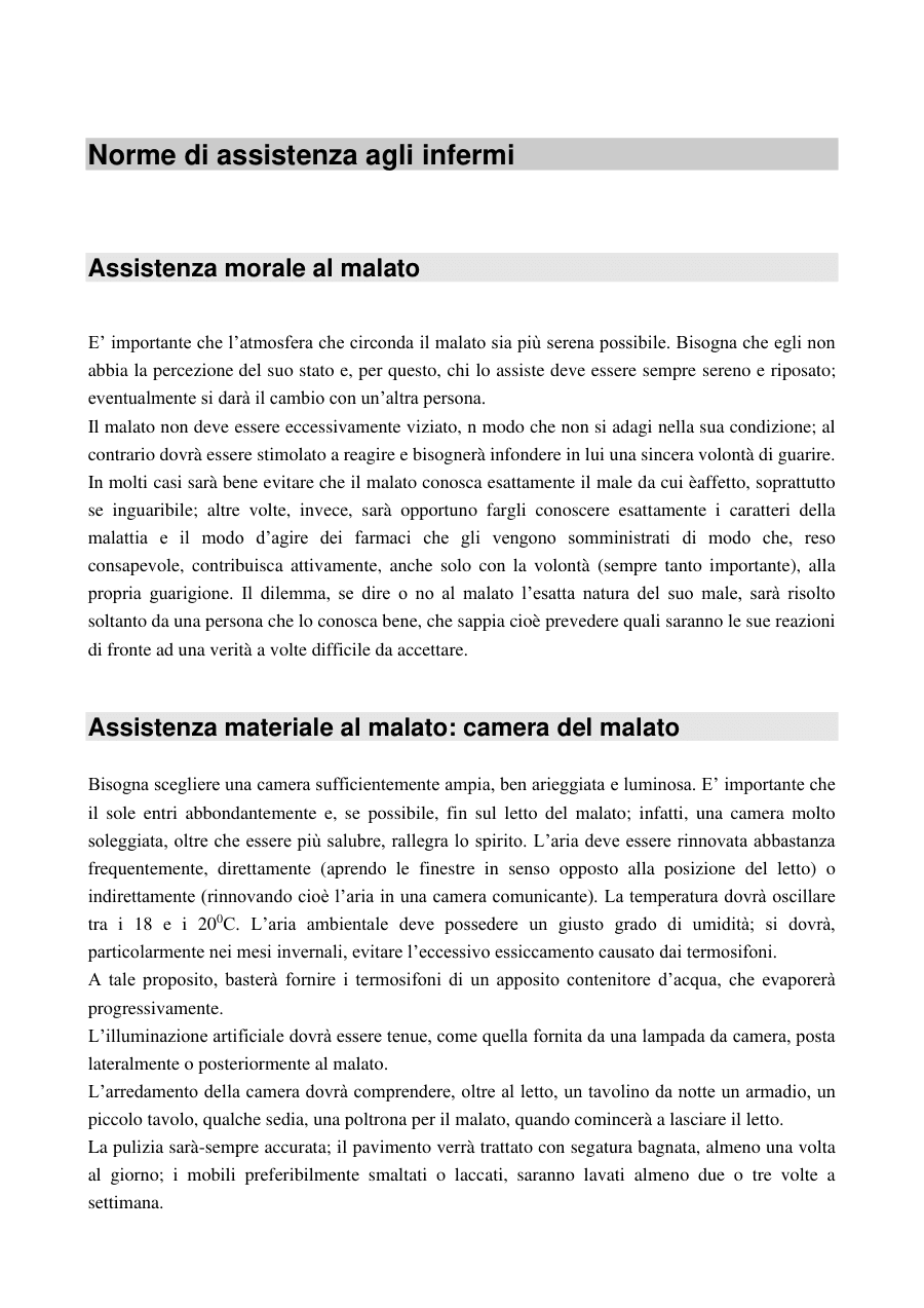 Norme di assistenza agli infermi