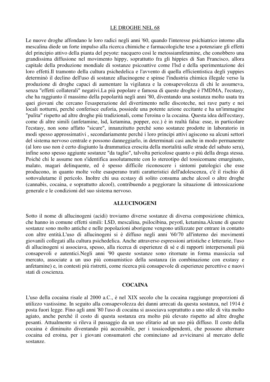 Uso e effetti delle droghe nella cultura giovanile