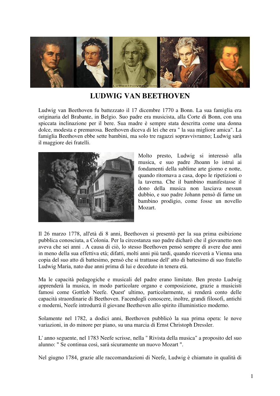 Vita e opere di Ludwig van Beethoven