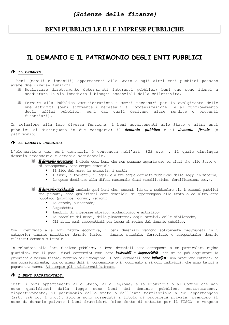 Beni Pubblici e Imprese Pubbliche