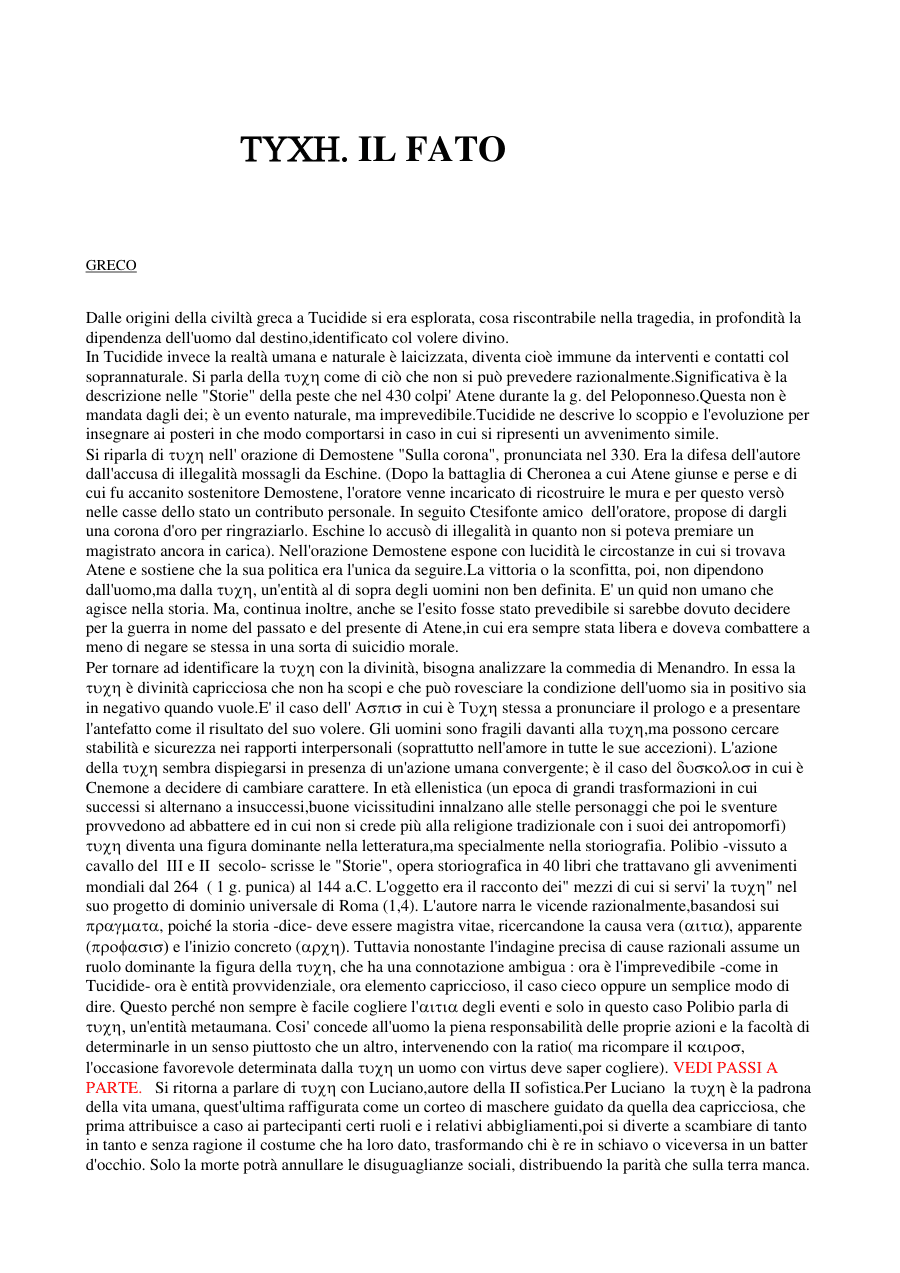 Il Fato nella Tragedia e Storiografia Greca