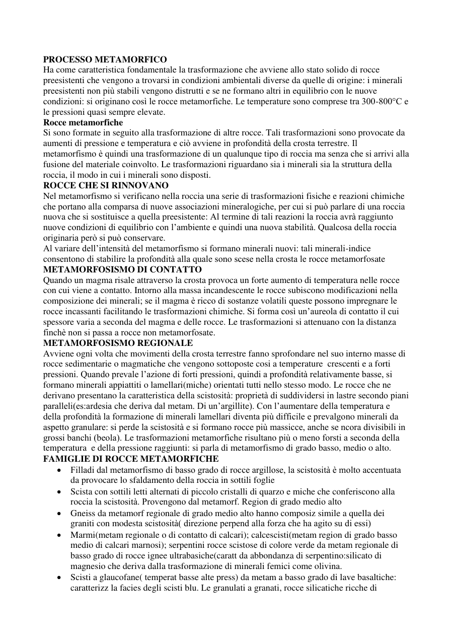Processo Metamorfico e Ciclo Litogenetico