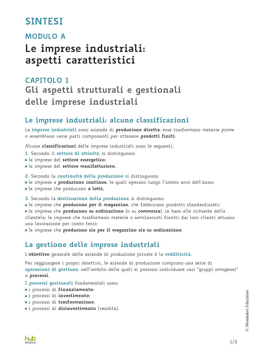 Impresa industriale: struttura e gestione