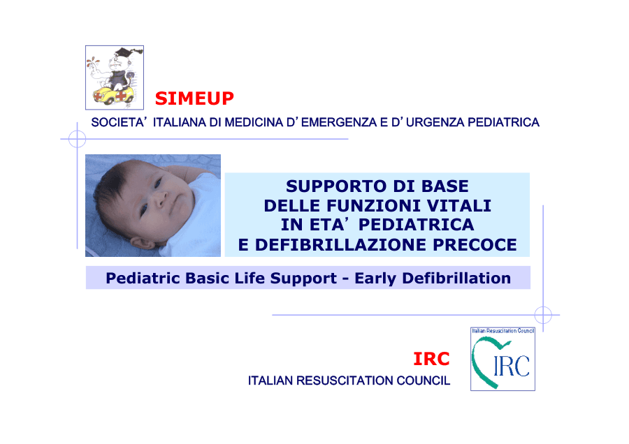 Corso di Supporto Vitale di Base Pediatrico