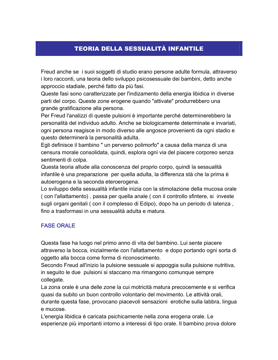 Copertina Teoria della sessualità infantile secondo Freud