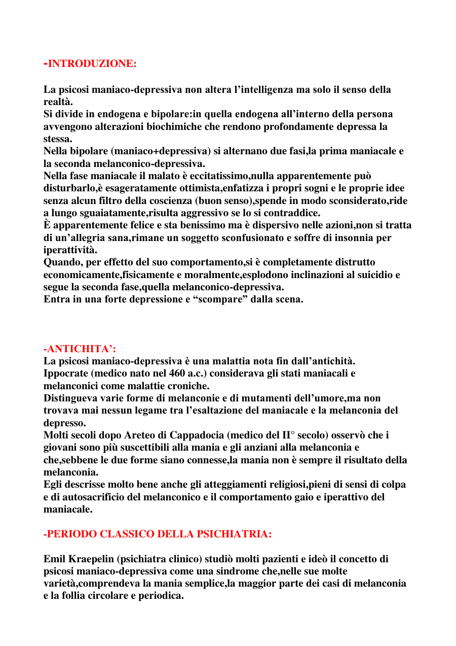 Psicosi maniaco-depressiva: storia e aspetti clinici