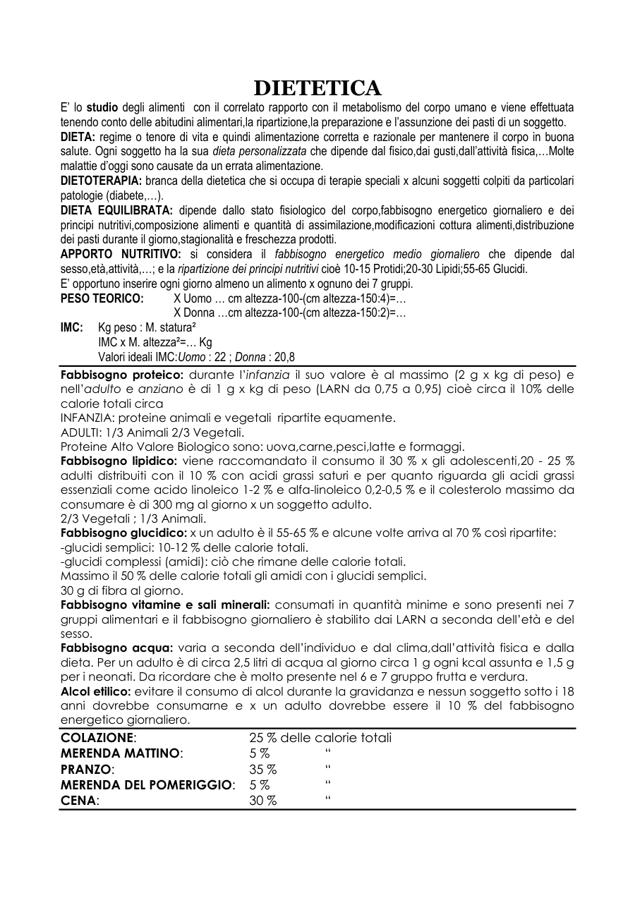 Fondamenti di Dietetica e Nutrizione