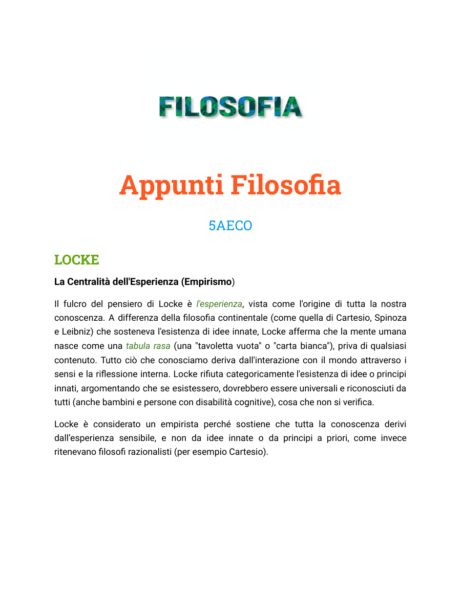 Copertina Locke: Empirismo e Conoscenza