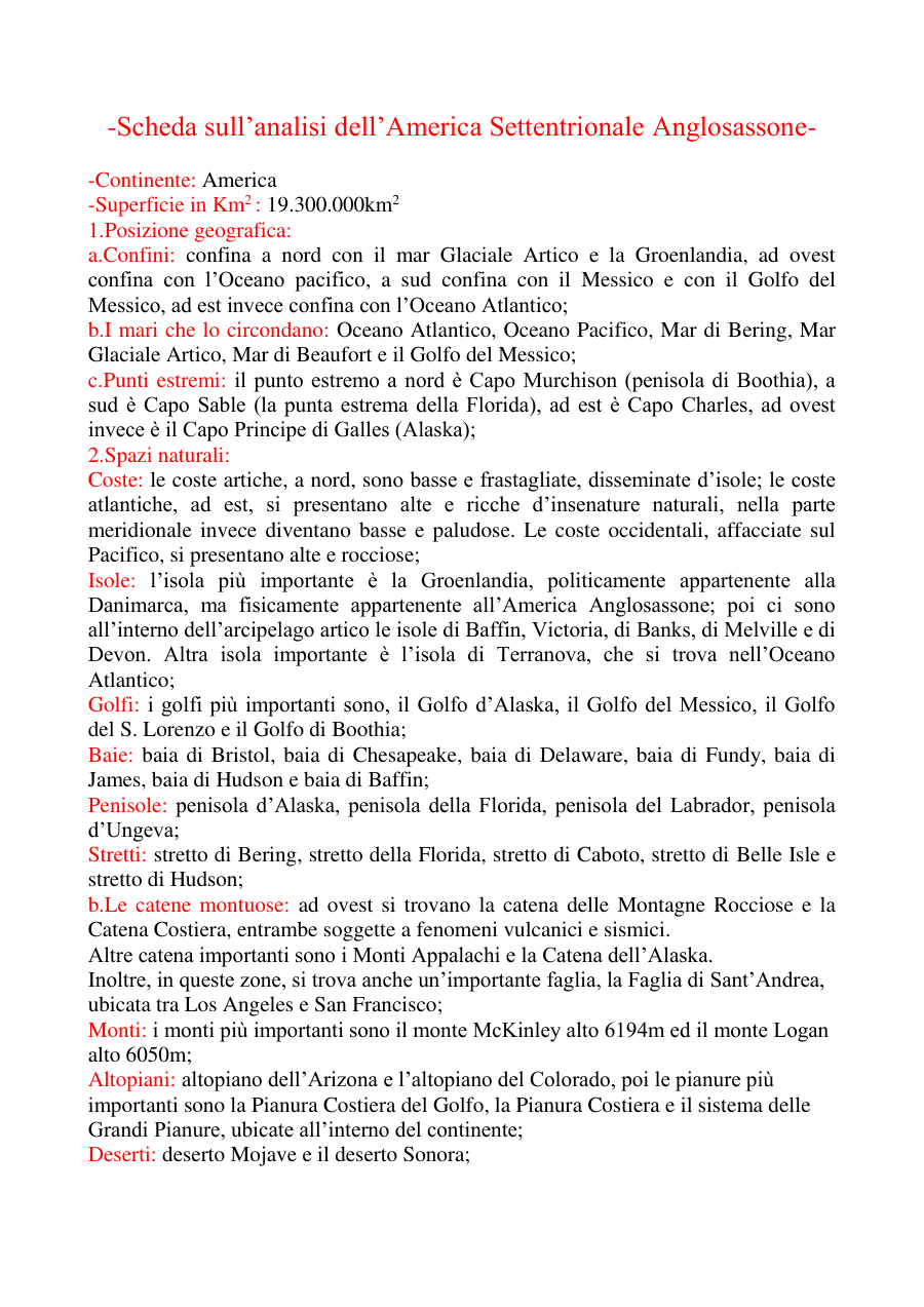 Copertina Analisi dell'America Settentrionale Anglosassone